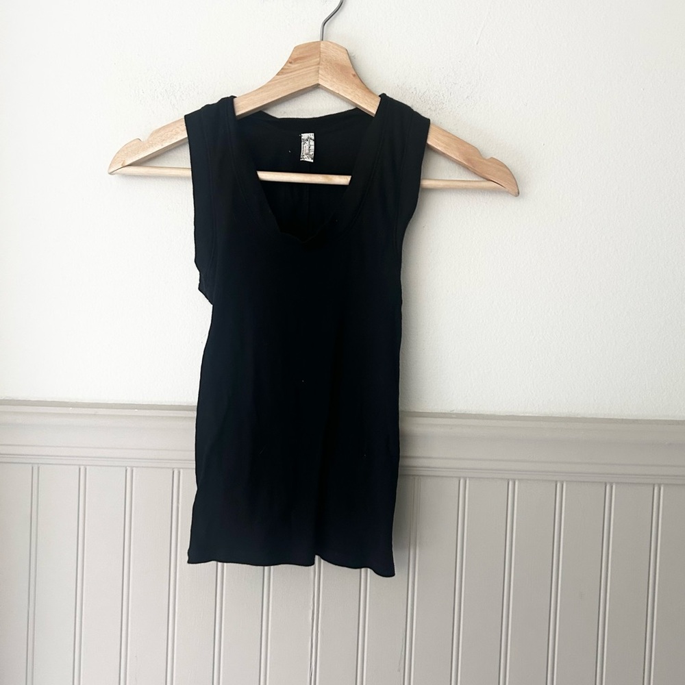 Free People Intimately XS Black Tank Top Cotton Stretch Basic Layering Cami